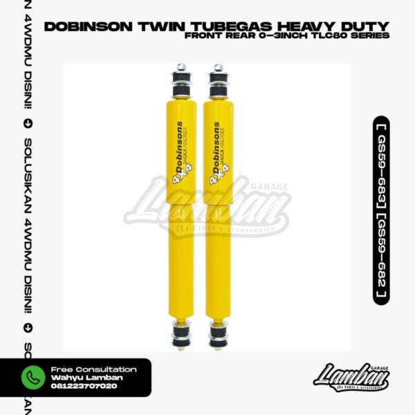 Dobinson Twin Tube Gas Heavy Duty 0-3inch TLC80 Series Front Rear